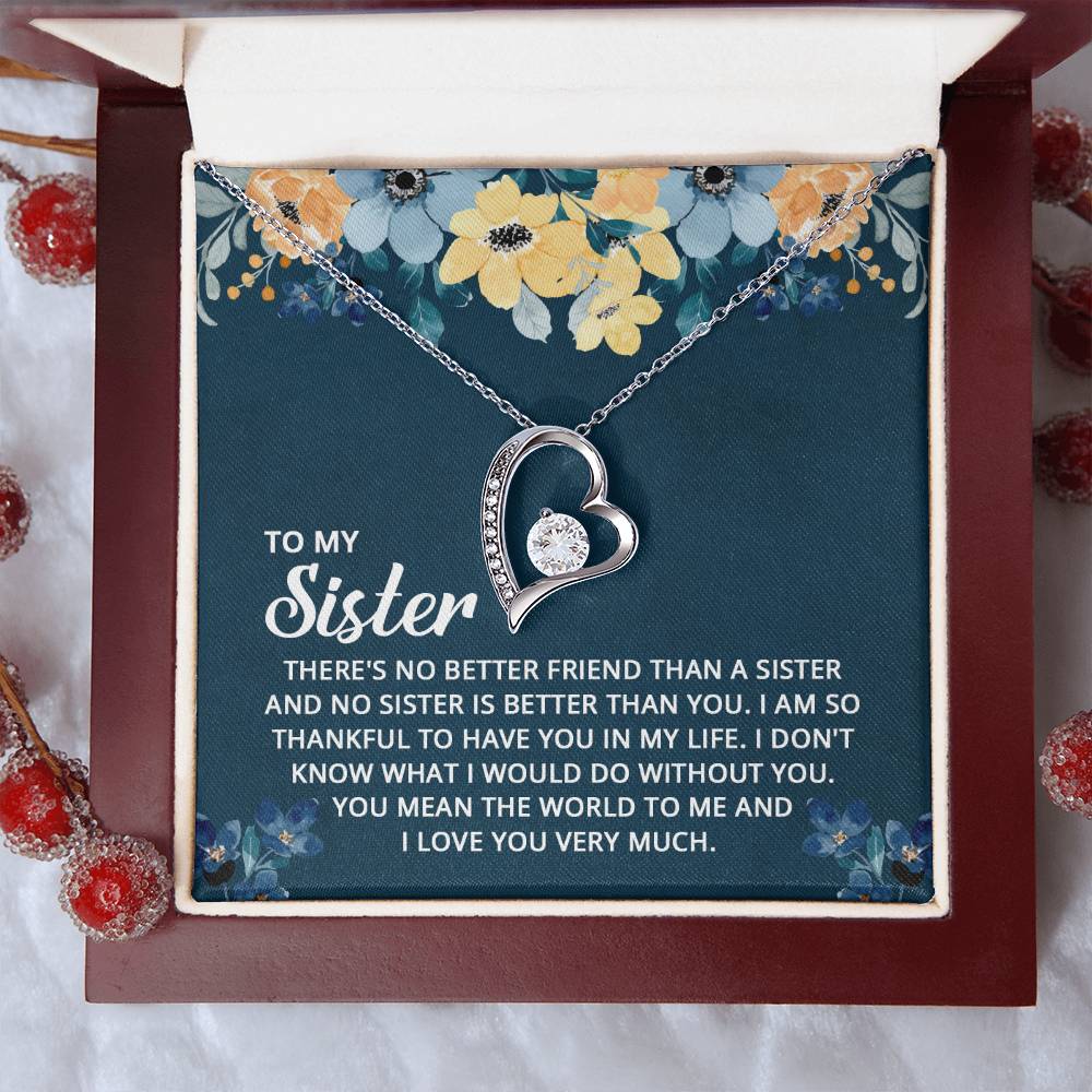 To My Sister Heart Necklace Gift