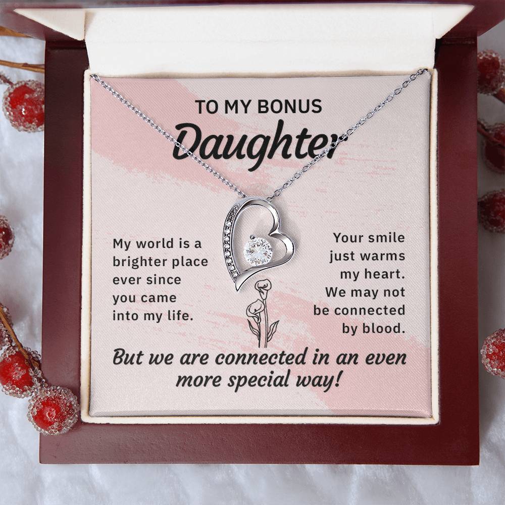 Stepdaughter My World Is A Brighter Place Heart Necklace Gift
