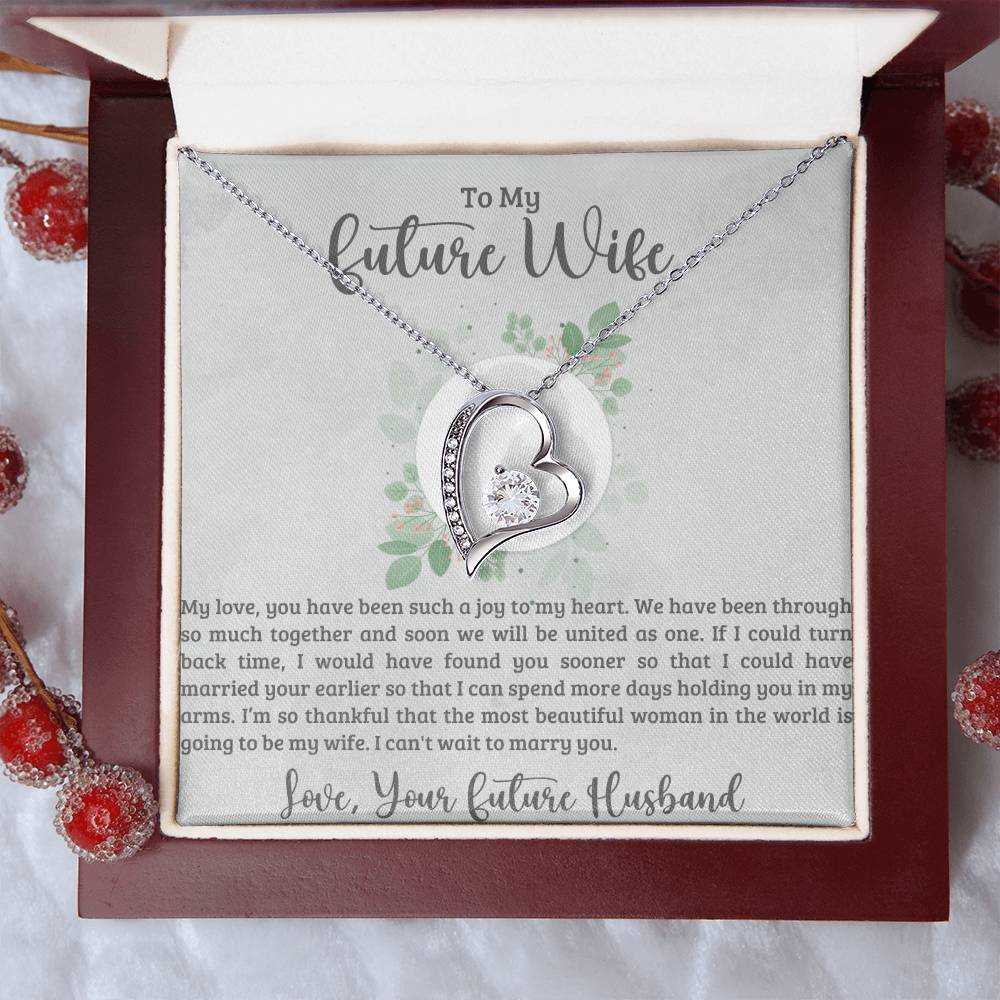 To My Fiancee Heart Necklace Gift for Future Wife Engaged Couple