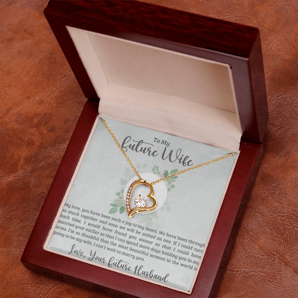 To My Fiancee Heart Necklace Gift for Future Wife Engaged Couple