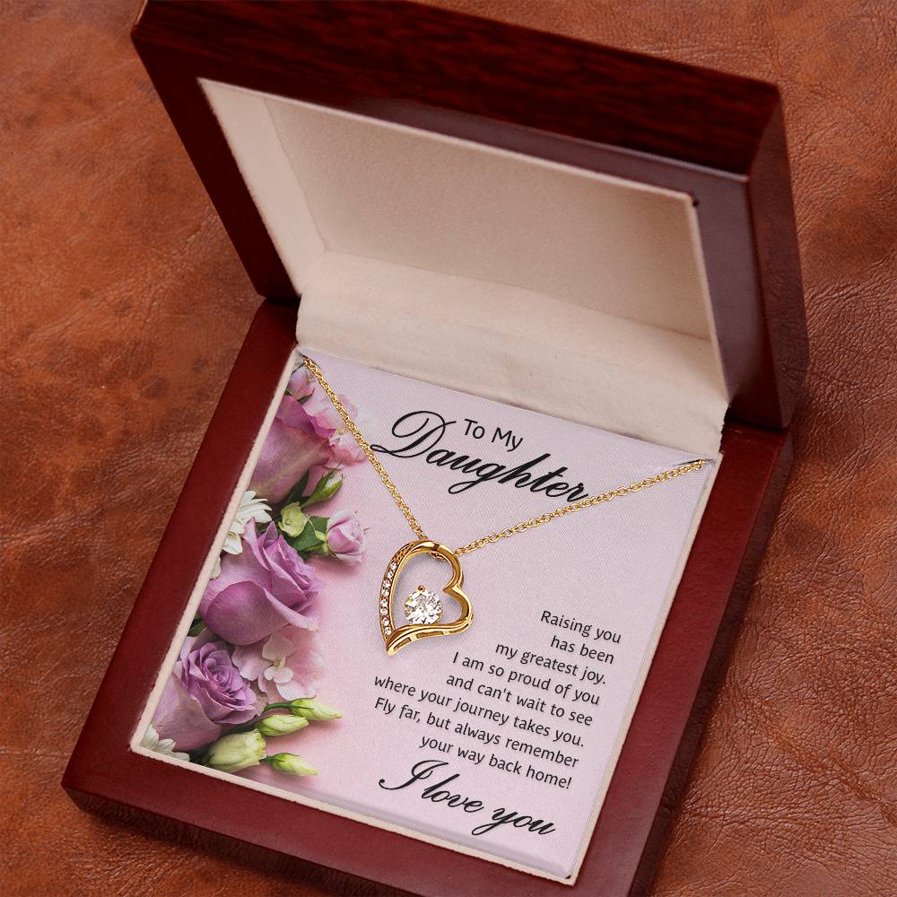 To My Daughter- Raising You Heart Necklace Gift