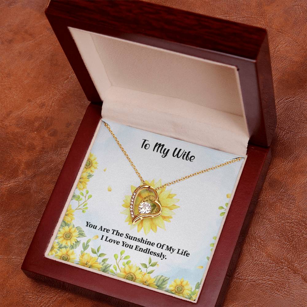 Wife My Sunshine Heart Necklace Gift