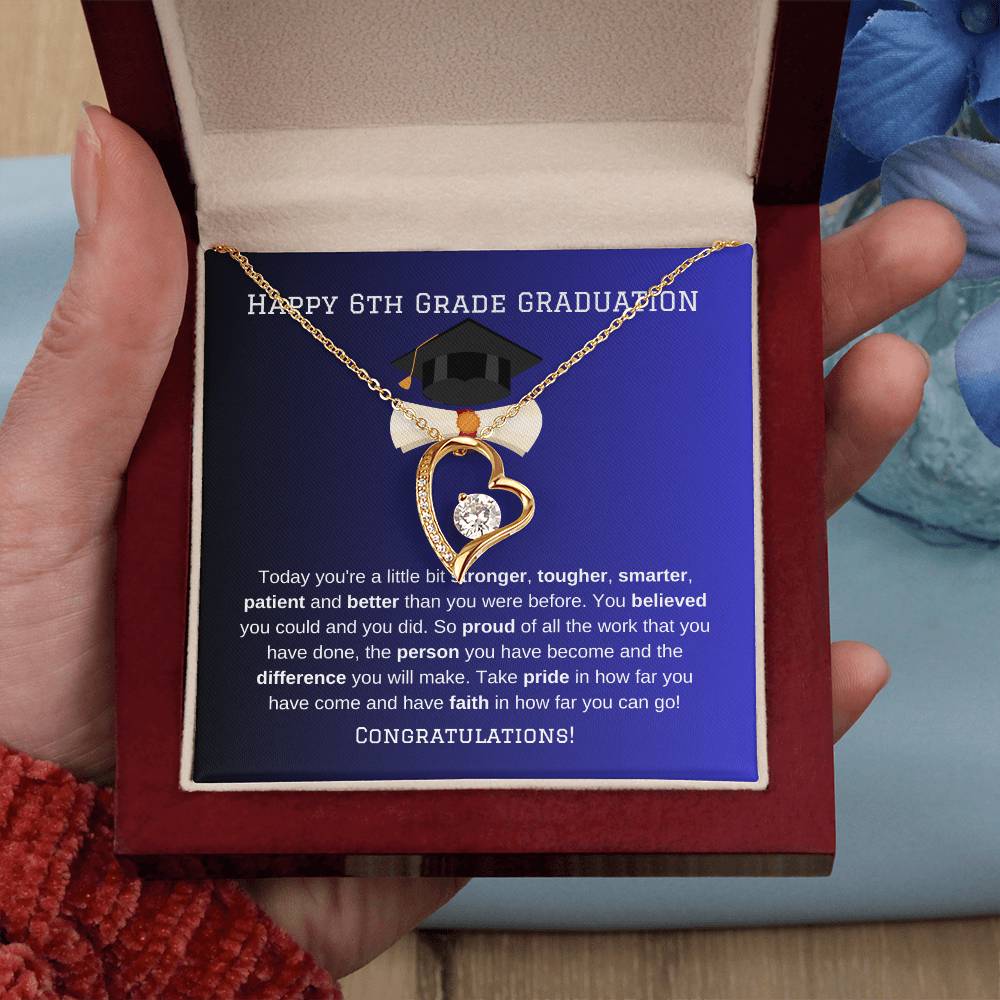6th Grade Graduation Heart Necklace Gift
