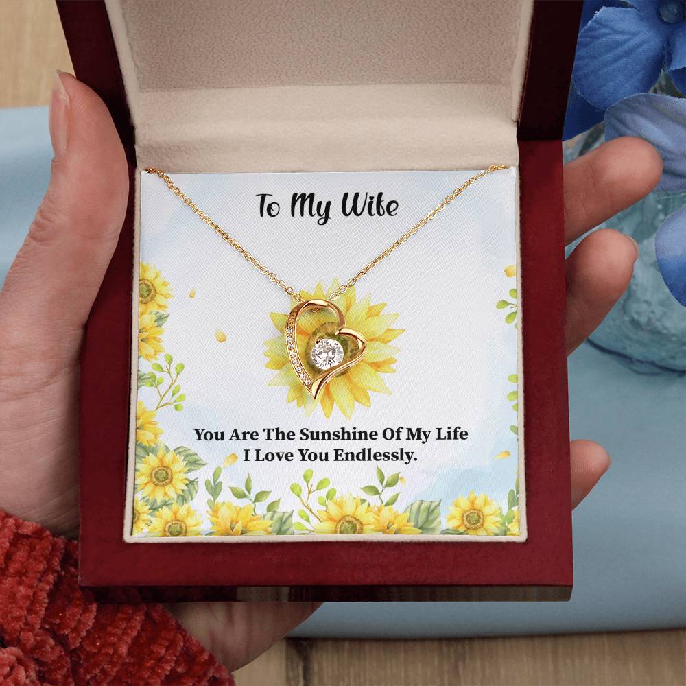 Wife My Sunshine Heart Necklace Gift