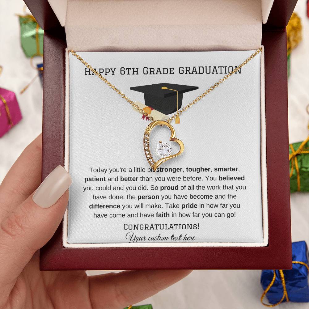 6th  Grade Graduation Heart Necklace Gift