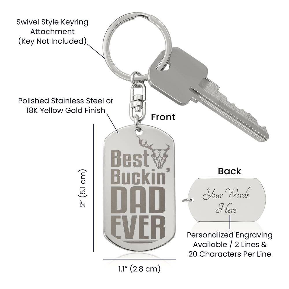 Best Buckin' Dad Deer Engraved Key Chain Gift