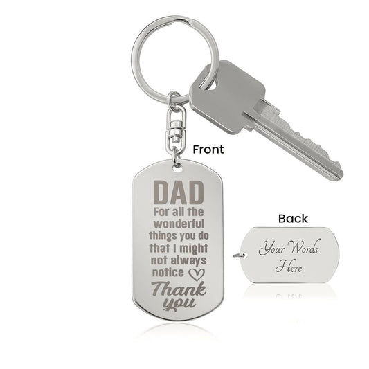 Dad Thank You Engraved Key Chain Gift