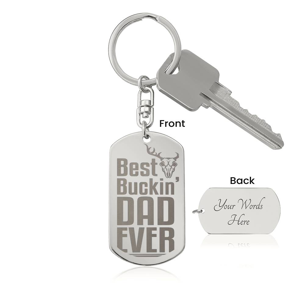 Best Buckin' Dad Deer Engraved Key Chain Gift