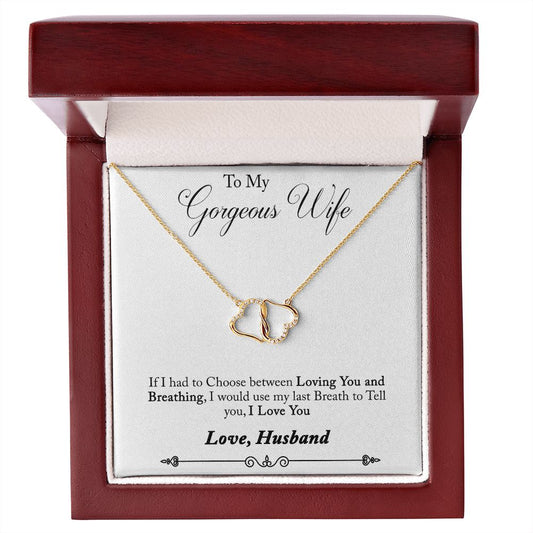 To My Gorgeous Wife 10K Gold Diamond Infinity Hearts Necklace-FashionFinds4U