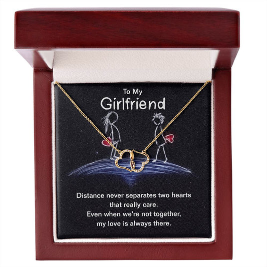 To  My Girlfriend - Distance Never Separates Two Hearts 10K Gold Diamond Infinity Hearts Necklace-FashionFinds4U