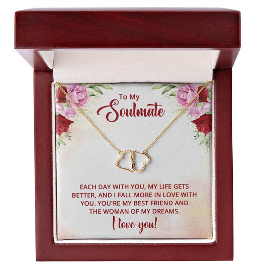 To My Soulmate - You're my best friend and the Woman of my dreams 10K Gold Diamond Infinity Hearts Necklace-FashionFinds4U