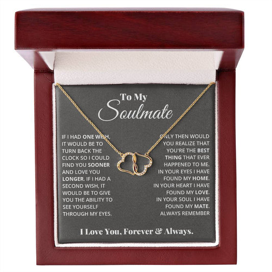 To My Soulmate 10K Gold Diamond Hearts Necklace