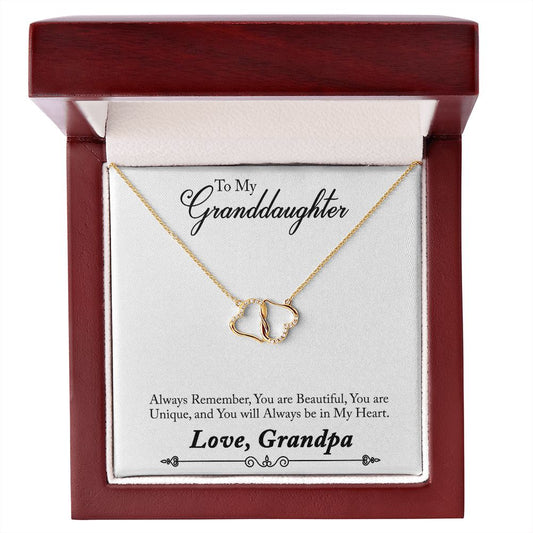 To My Granddaughter 10K Gold Diamond Infinity Hearts Necklace-FashionFinds4U