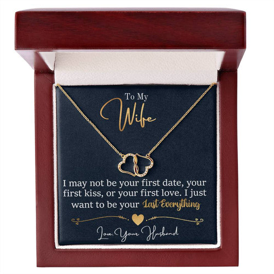 Wife My Last Everything 10K Gold Diamond Hearts Necklace