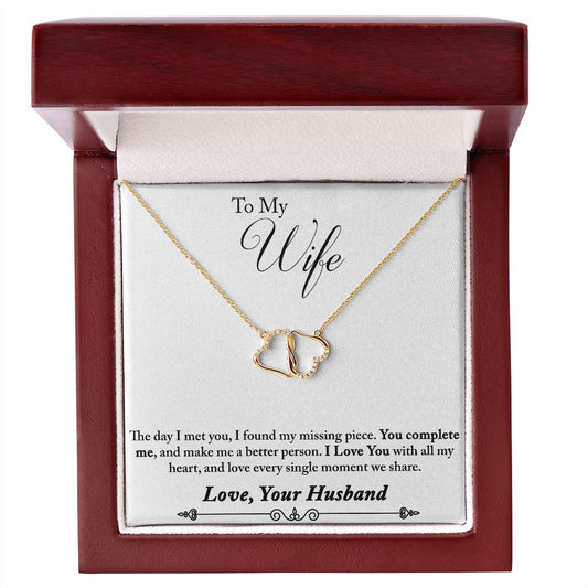 To My Wife 10K Gold Diamond Infinity Hearts Necklace-FashionFinds4U