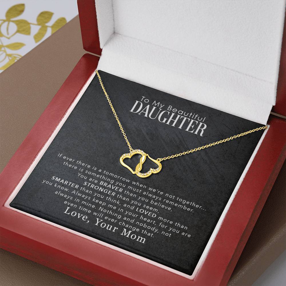 To My Daughter Love You More Than You Know 10K Gold Diamond Hearts Necklace