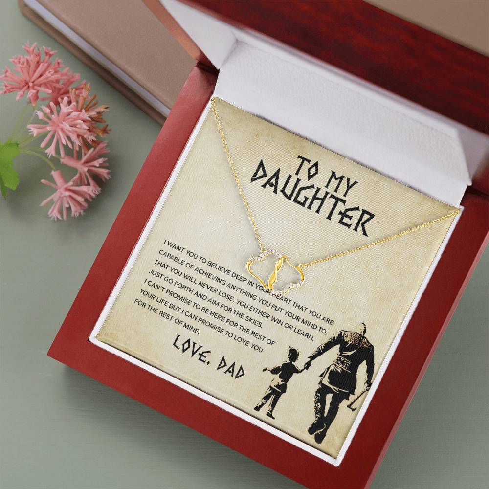 Daughter from Dad 10K Gold Diamond Hearts Necklace