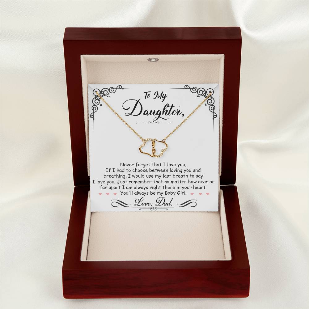 Daughter from Dad 10K Gold Diamond Hearts Necklace