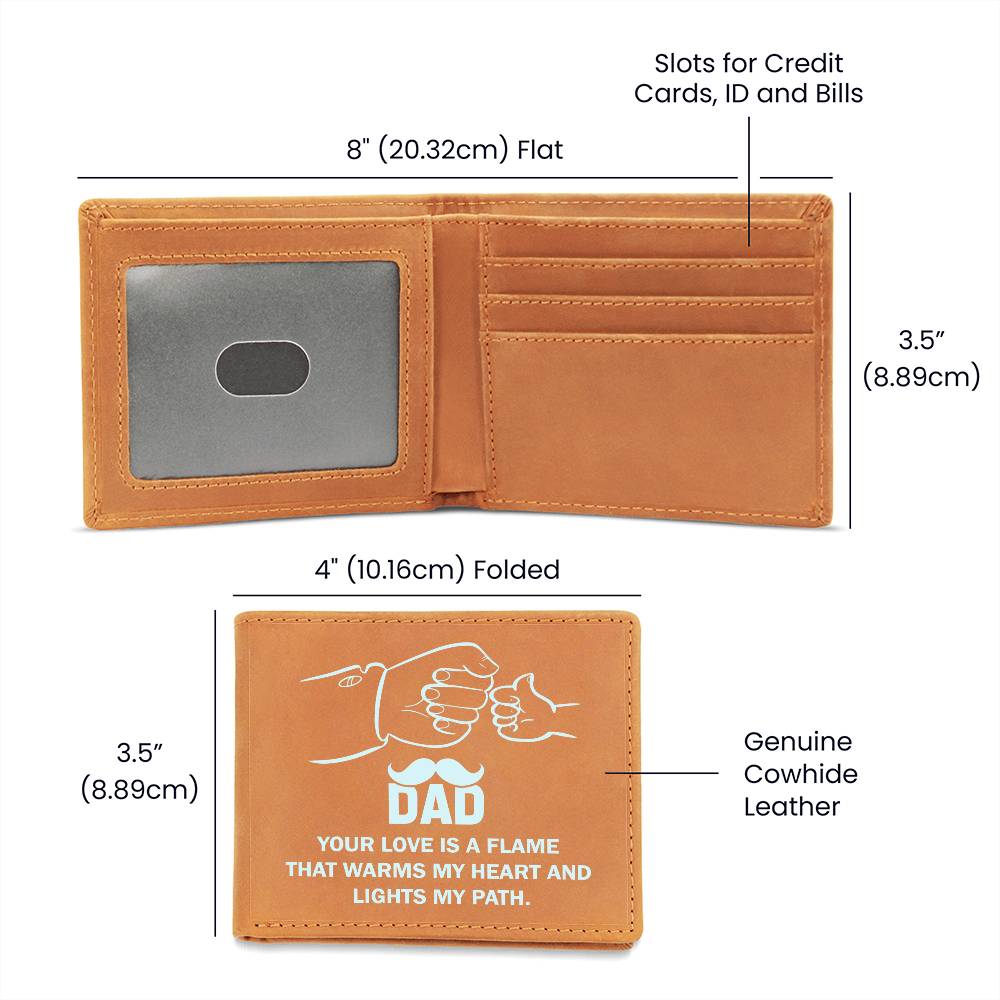 Dad Love is a Flame Leather Wallet