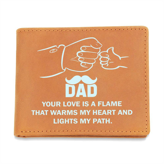 Dad Love is a Flame Leather Wallet