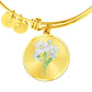 April Birth Flower Daisy Engraved Bangle Bracelet Gift