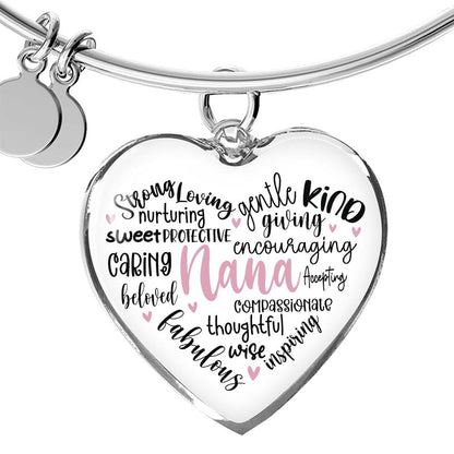 Nana Heart Bangle Bracelet Engraved