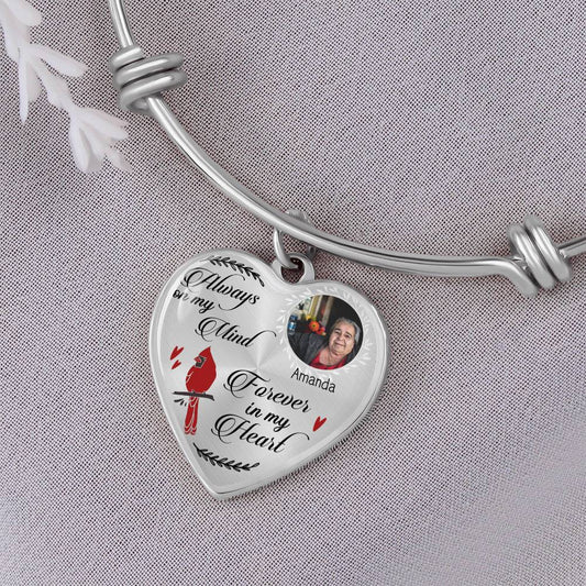 Personalized Memorial Heart Bangle Bracelet Gift with Engraving