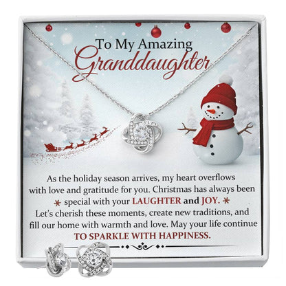 Granddaughter Necklace and Earring Christmas Gift Set