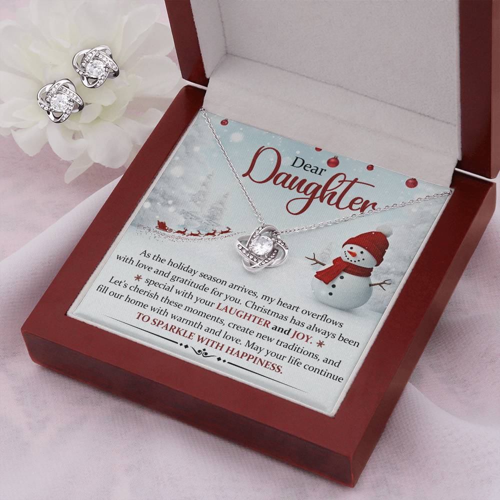 Daughter Necklace and Earring Christmas Gift Set