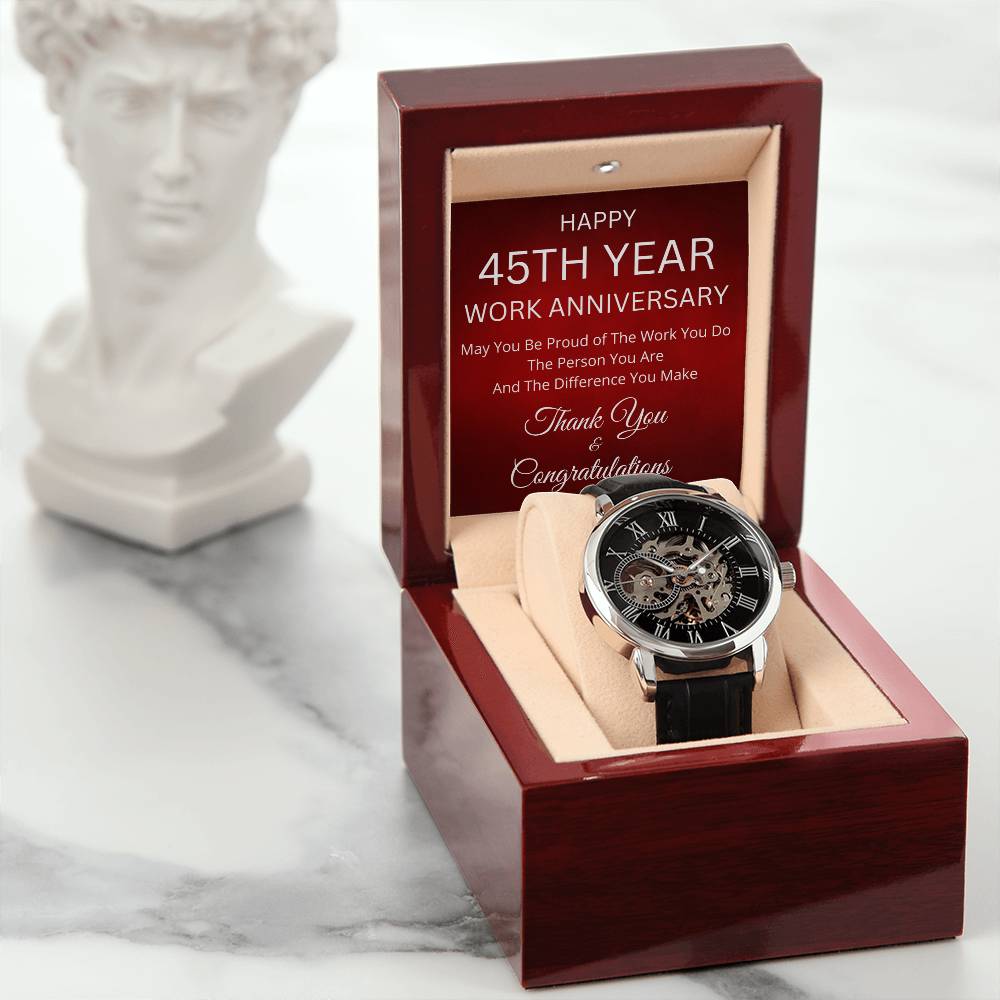 45th Work Anniversary Men's Mechanical Watch with LED Gift Box