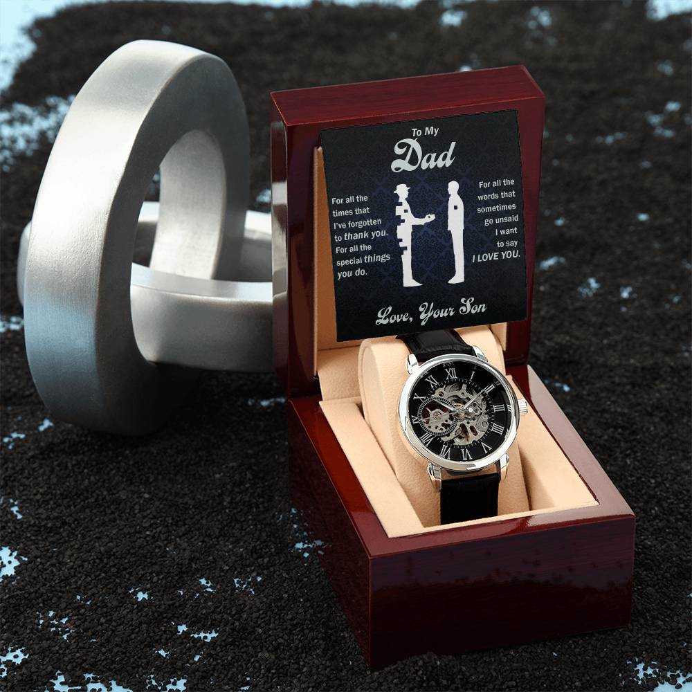 To My Dad Men's Opens Face Mechanical Watch Gift