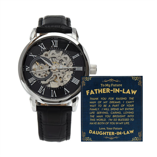 To My Future Father in Law Men's Openwork Watch with Lighted Gift Box-FashionFinds4U