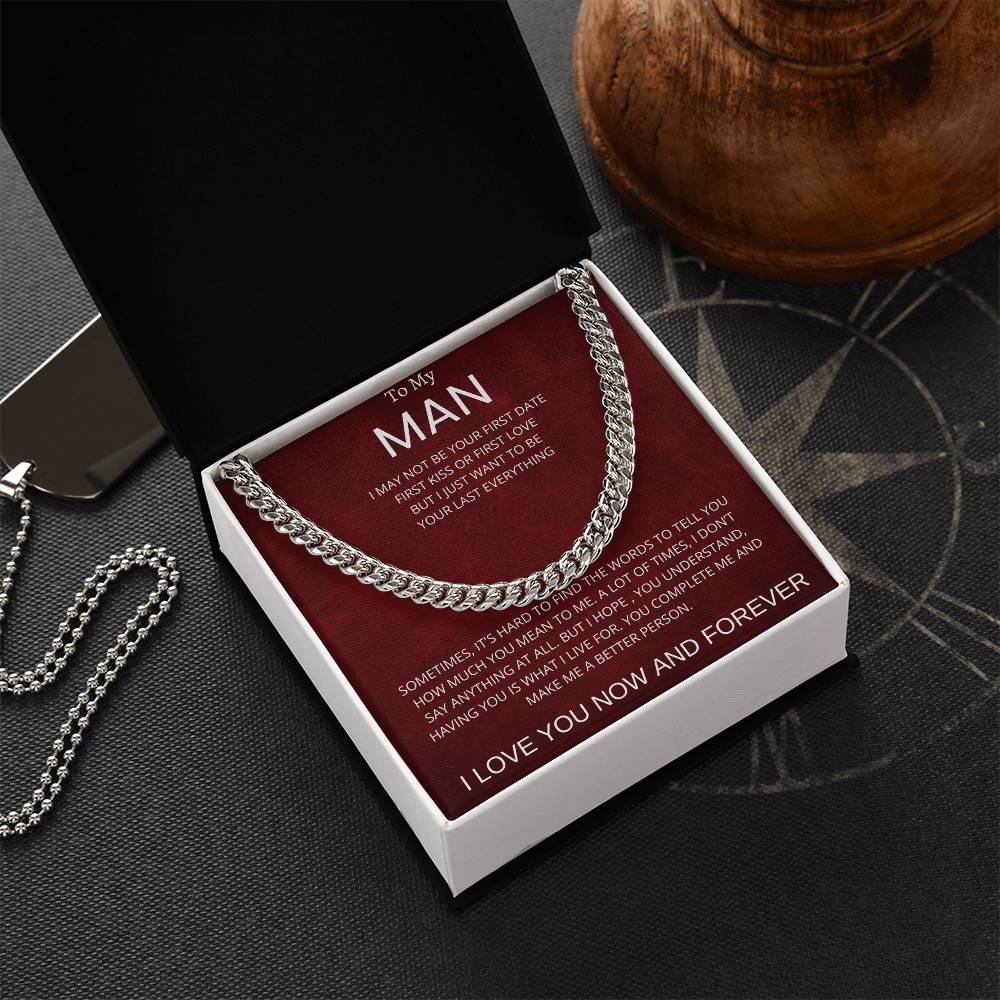 To My Man Cuban Link Chain Necklace Gift for Boyfriend Husband or Soulmate