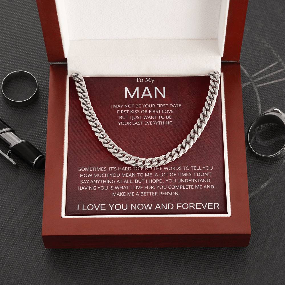 To My Man Cuban Link Chain Necklace Gift for Boyfriend Husband or Soulmate