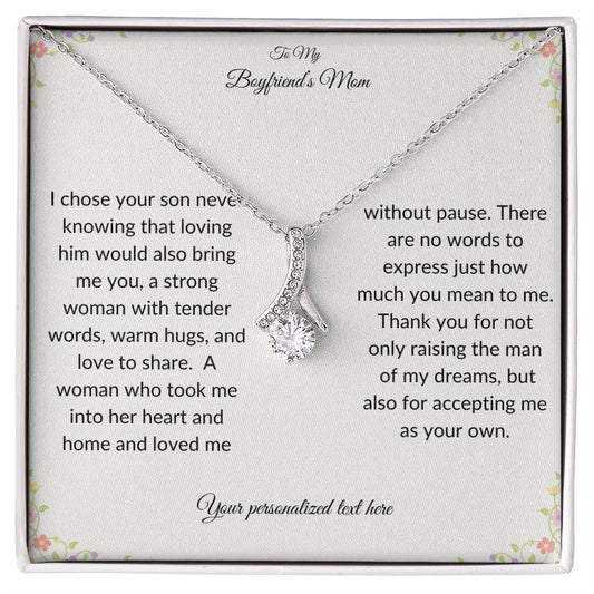 To My Boyfriends Mom Ribbon Necklace Gift