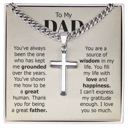 To my dad - you've always been the one Personalized Cross Necklace with Cuban Chain-FashionFinds4U