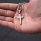 To Our Grandson Engraved Cross Necklace on Cuban Chaine