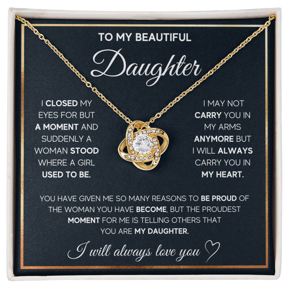 To My Daughter Proud Love Knot Necklace