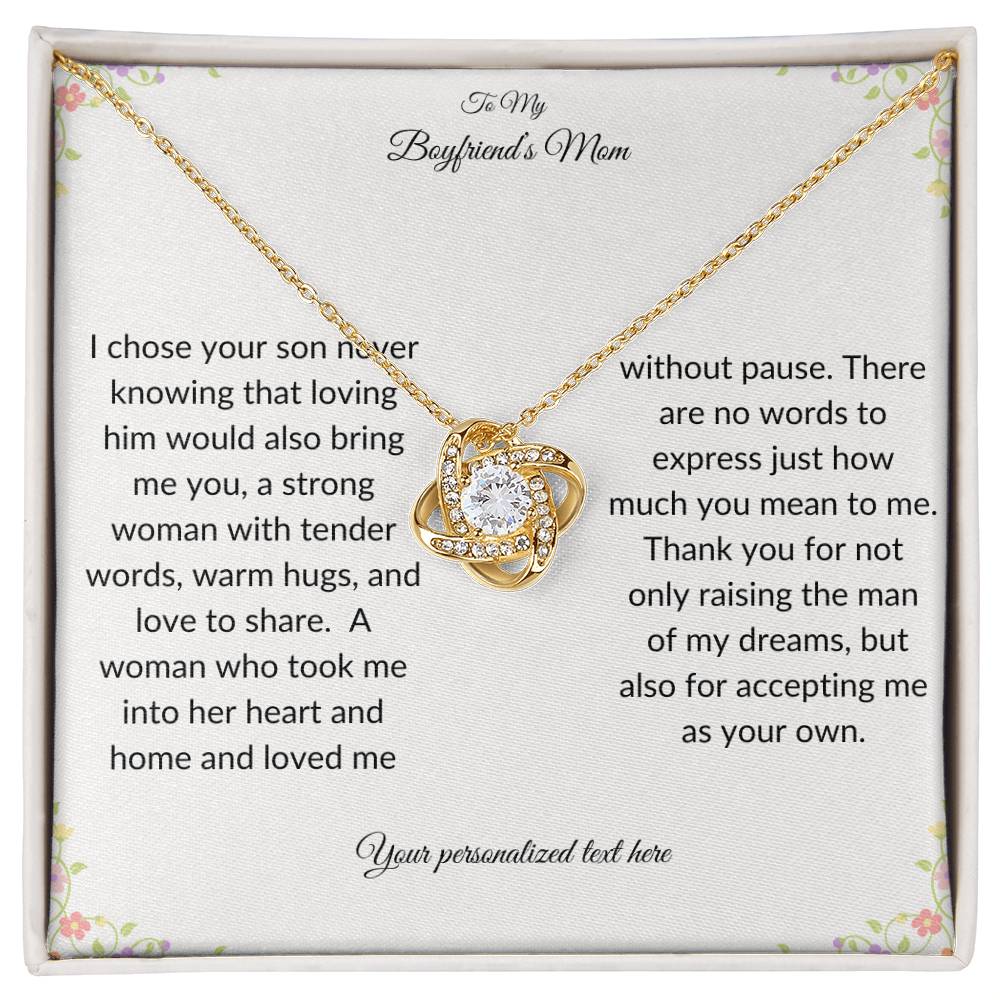 To My Boyfriends Mom Knot Necklace Gift