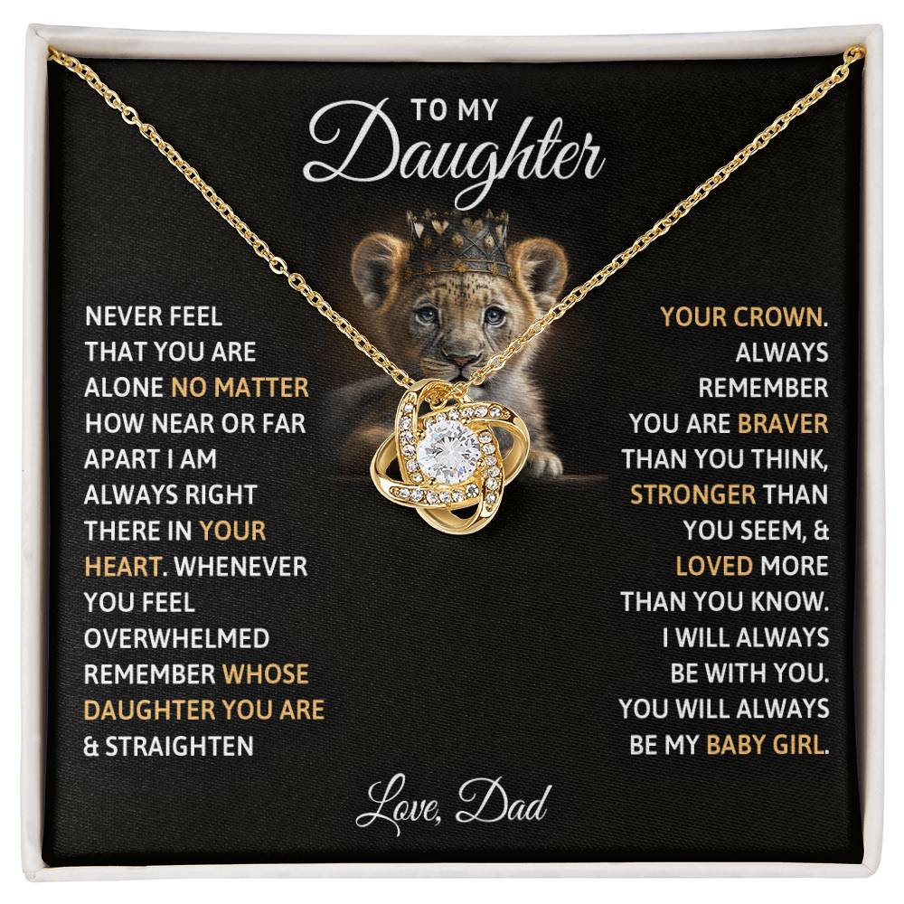 To My Daughter Baby Girl Love Knot Necklace