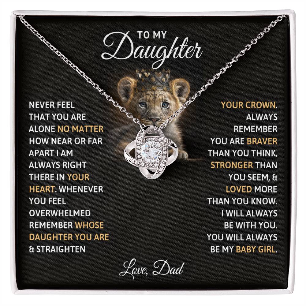 To My Daughter Baby Girl Love Knot Necklace