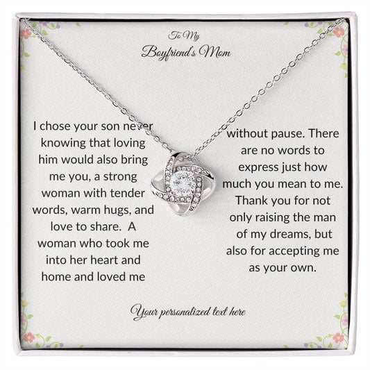 To My Boyfriends Mom Knot Necklace Gift