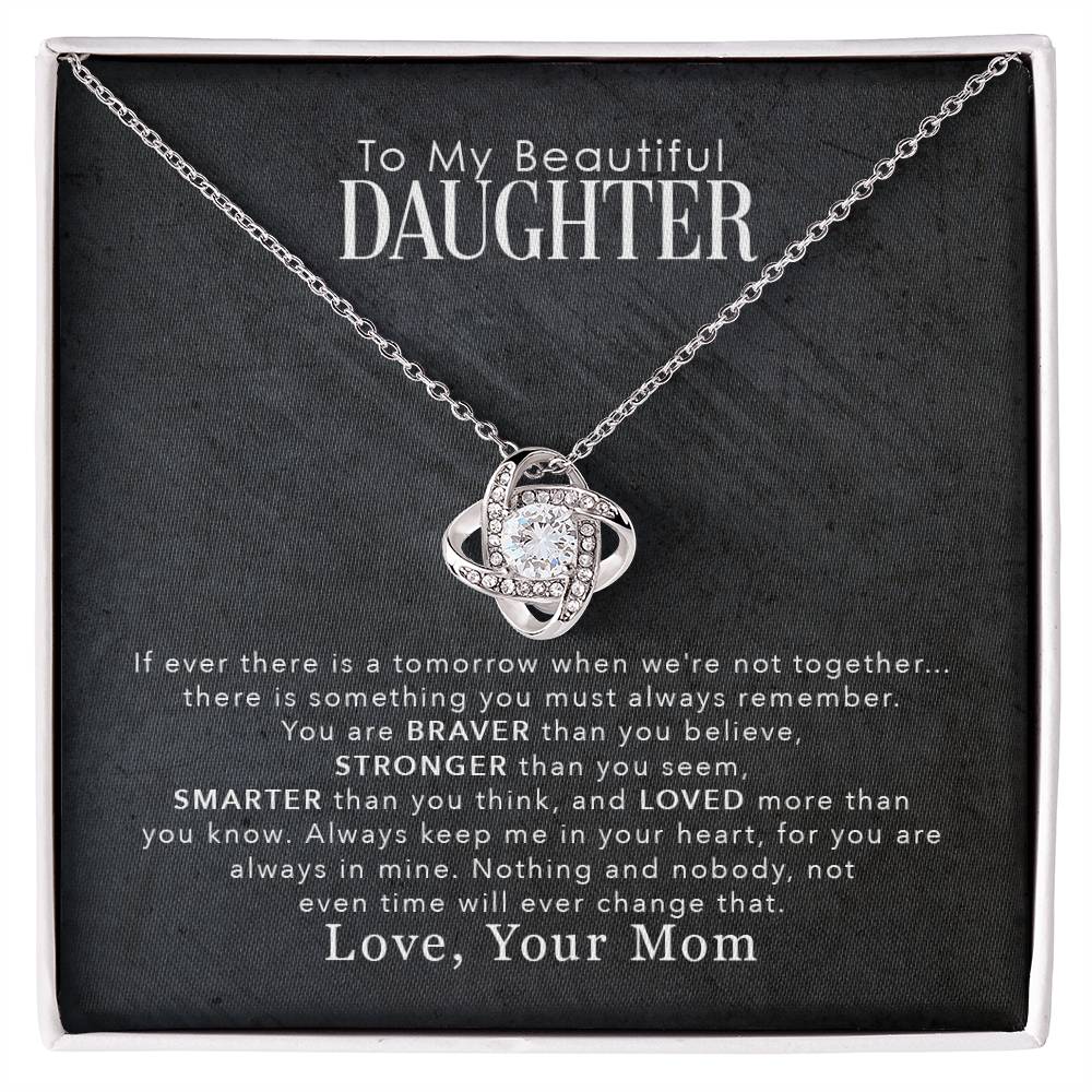 Daughter Love You More Than You Know Love Knot Necklace