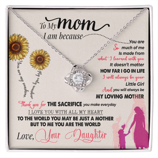 Mom You Are My Sunshine Love Knot Necklace