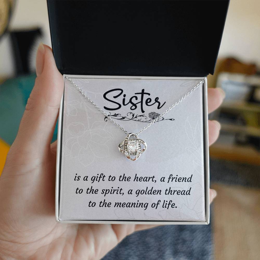 A sister is a gift Knot Necklace