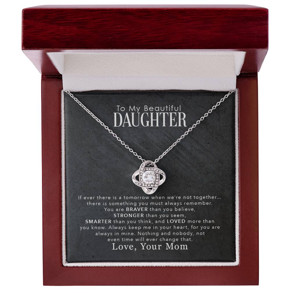 Daughter Love You More Than You Know Love Knot Necklace