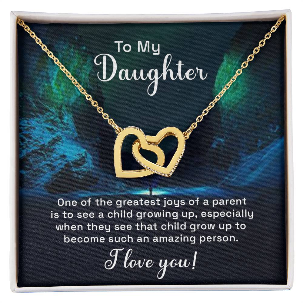Daughter Our Greatest Joy Interlocking Hearts Necklace