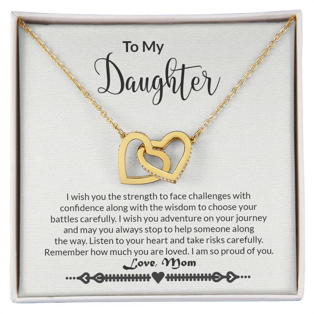 Daughter Strength Interlocking Hearts Necklace