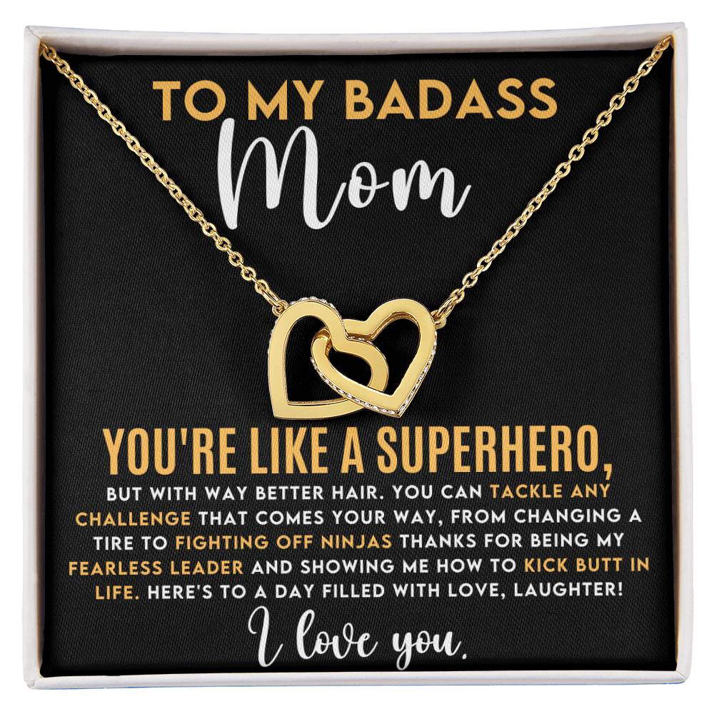 Badass Mom Interlocking Hearts Necklace
