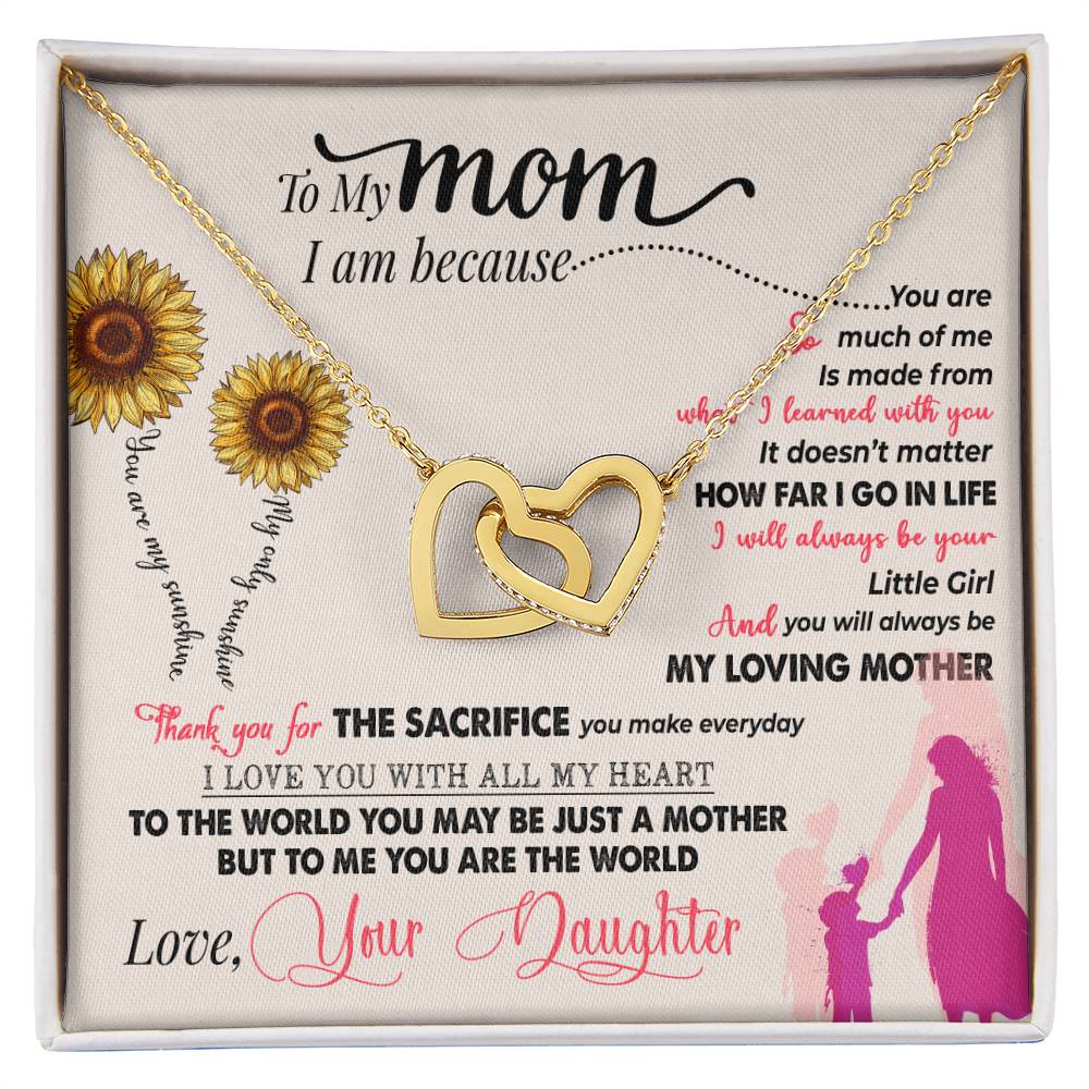 Mom You Are My Sunshine Interlocking Hearts Necklace